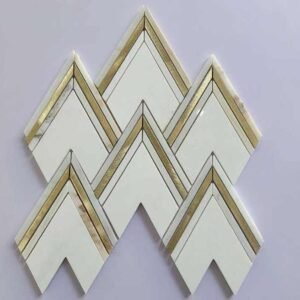 Golden Border Sagittate Marble Mosaic Tiles