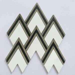 Grey Border Sagittate Marble Mosaic Tiles