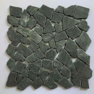 Textured Black Pebble Marble Mosaic Tiles