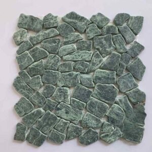 Rough Green Pebble Marble Mosaic Tiles