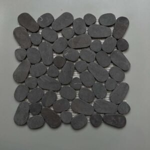 Smooth Black Pebble Marble Mosaic Tiles